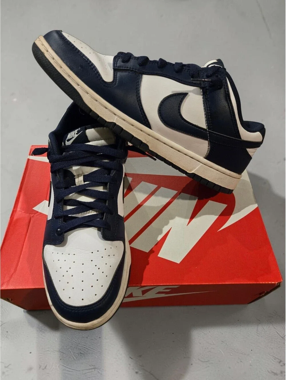 Nike Dunk Low Midnight Navy HF5441-107 Men's 10 White Blue no Box
